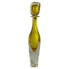 Decanter italiano in vetro giallo di Murano