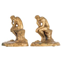 Pair of Vintage Brass "The Thinker" Bookends