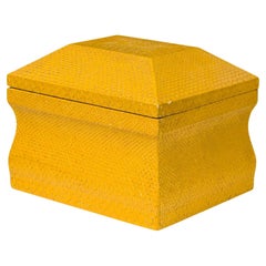 Karl Springer Joyero Americano de Mitad de Siglo en Piel de Pitón Amarillo Limón
