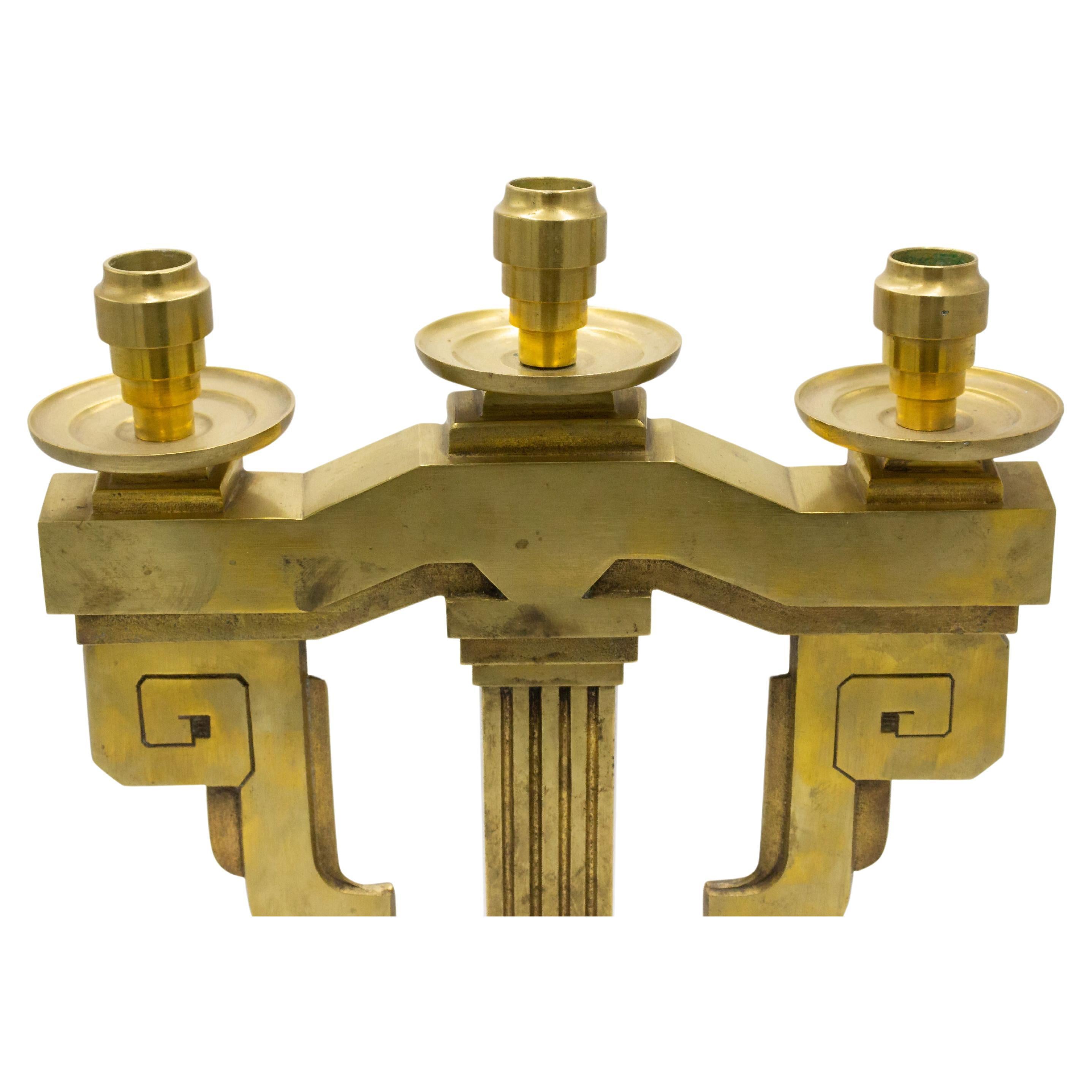 Pair of American Art Deco Bronze Candelabras