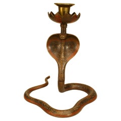 Candelero serpiente cobra de latón estilo persa