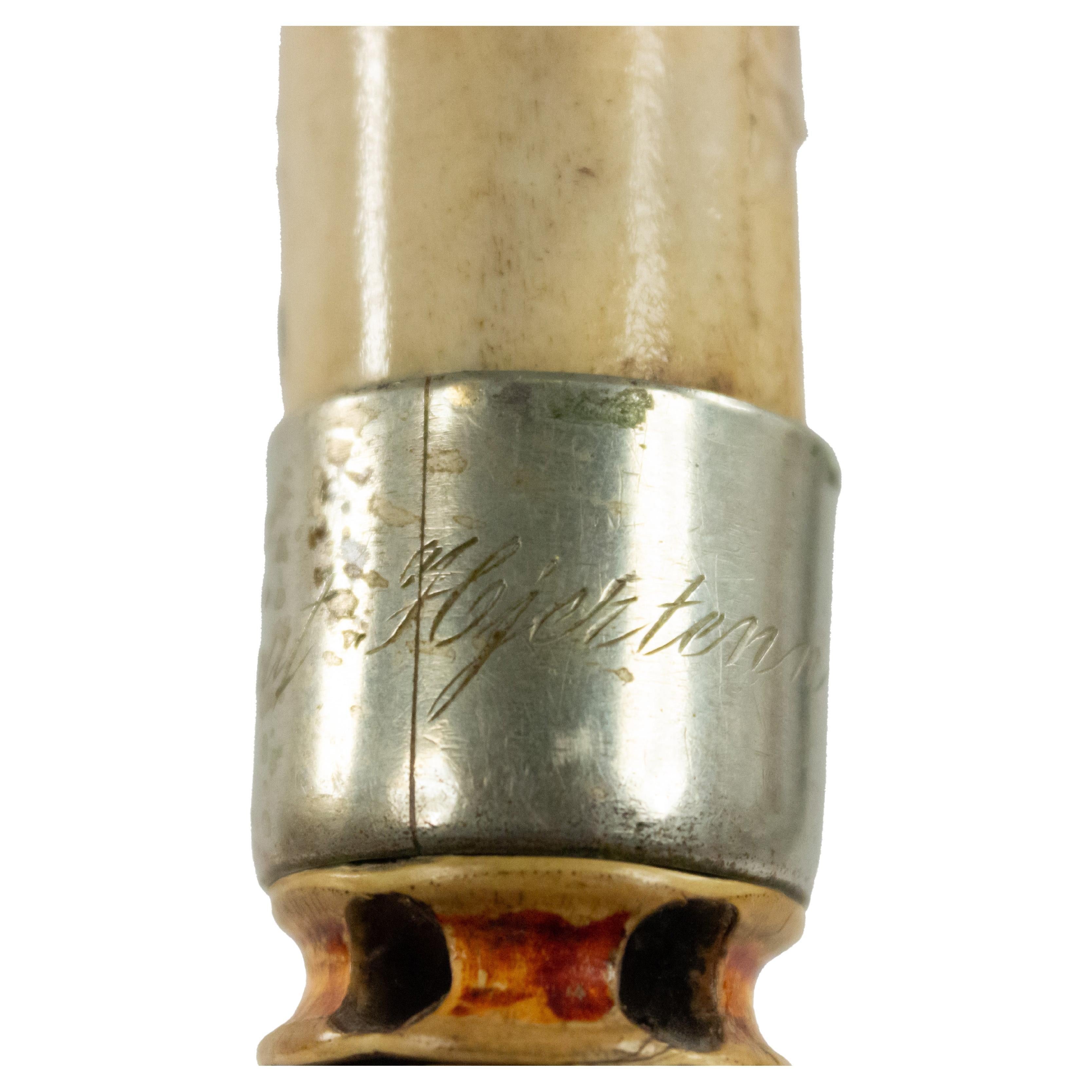English Victorian Bone, Horn, and Silver Cane