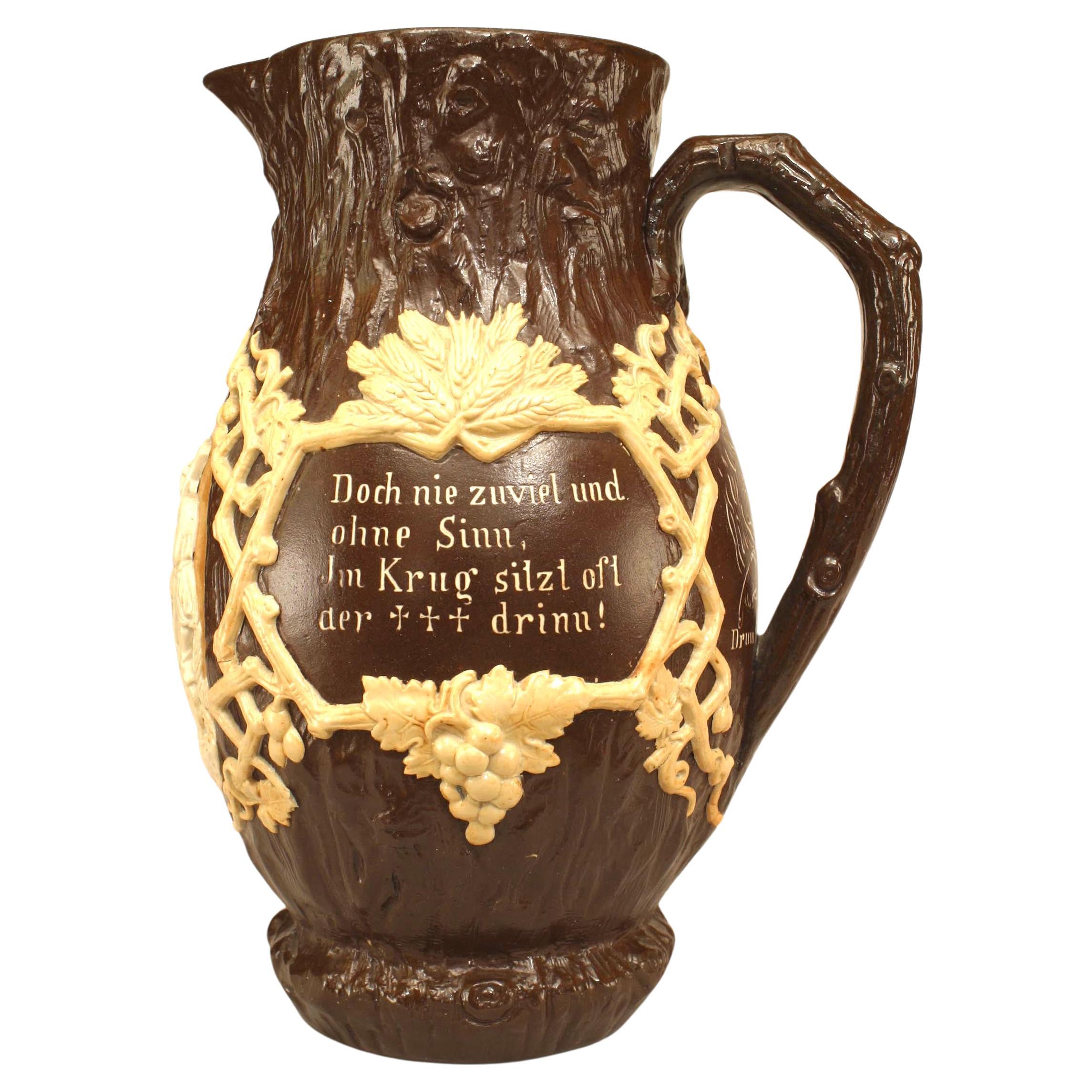 Rustic Continental Villeroy & Boch Pitcher For Sale