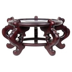 Antique Chinese Mahogany Flower Vase Base / Stand
