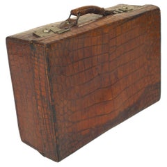 English Brown Crocodile Valise