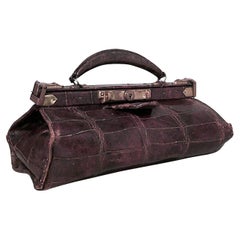 English Brown Krokodil Handtasche