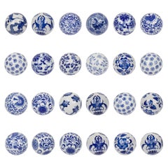 25 Vintage Chinese Style Blue and White Ceramic Decorative Balls
