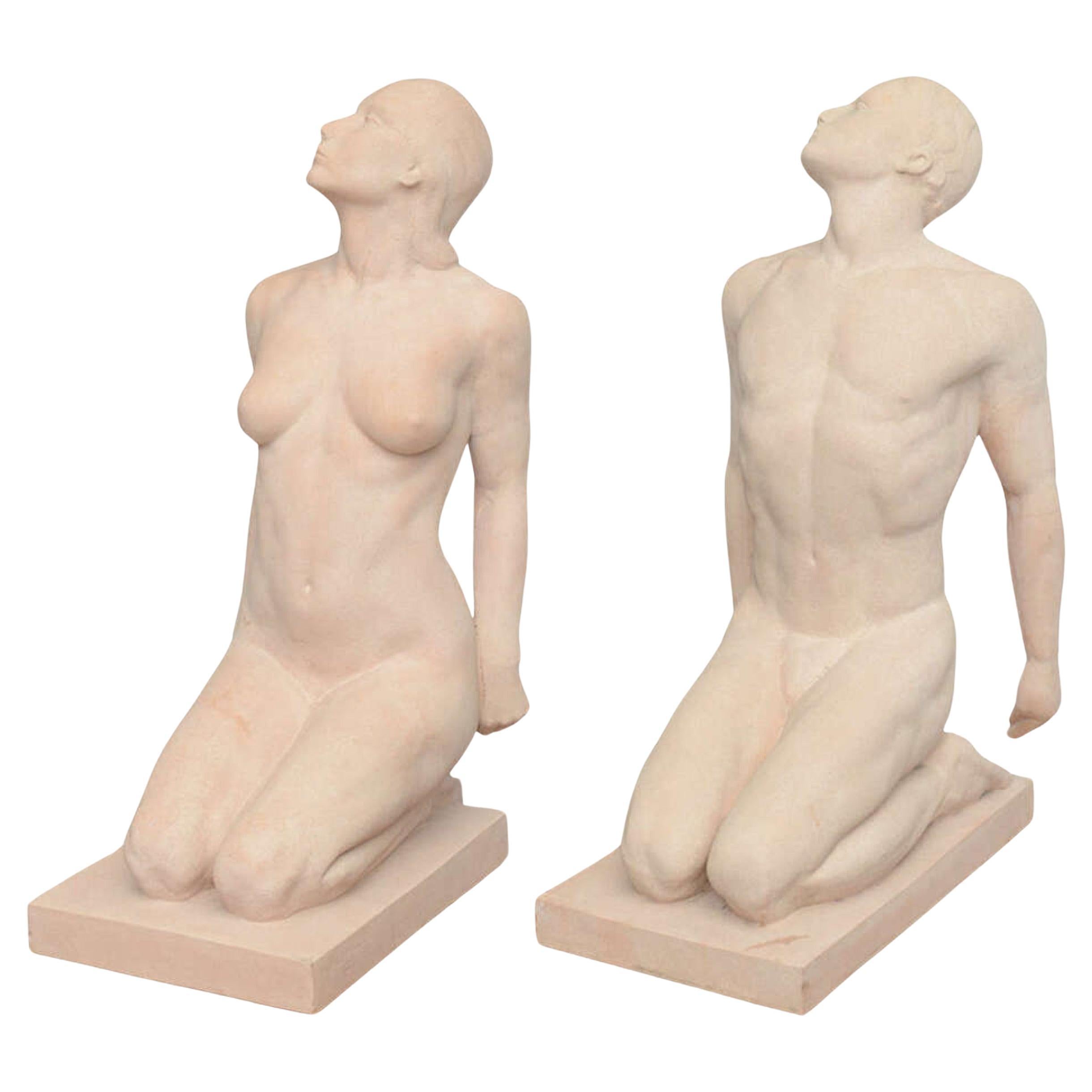 Matched Pair of Art Deco Terracotta Sculpture or Statues by Demetre Chiparus For Sale