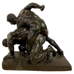 Monumental Grand Tour italien en marbre serpentin « Uffizi Wrestlers »