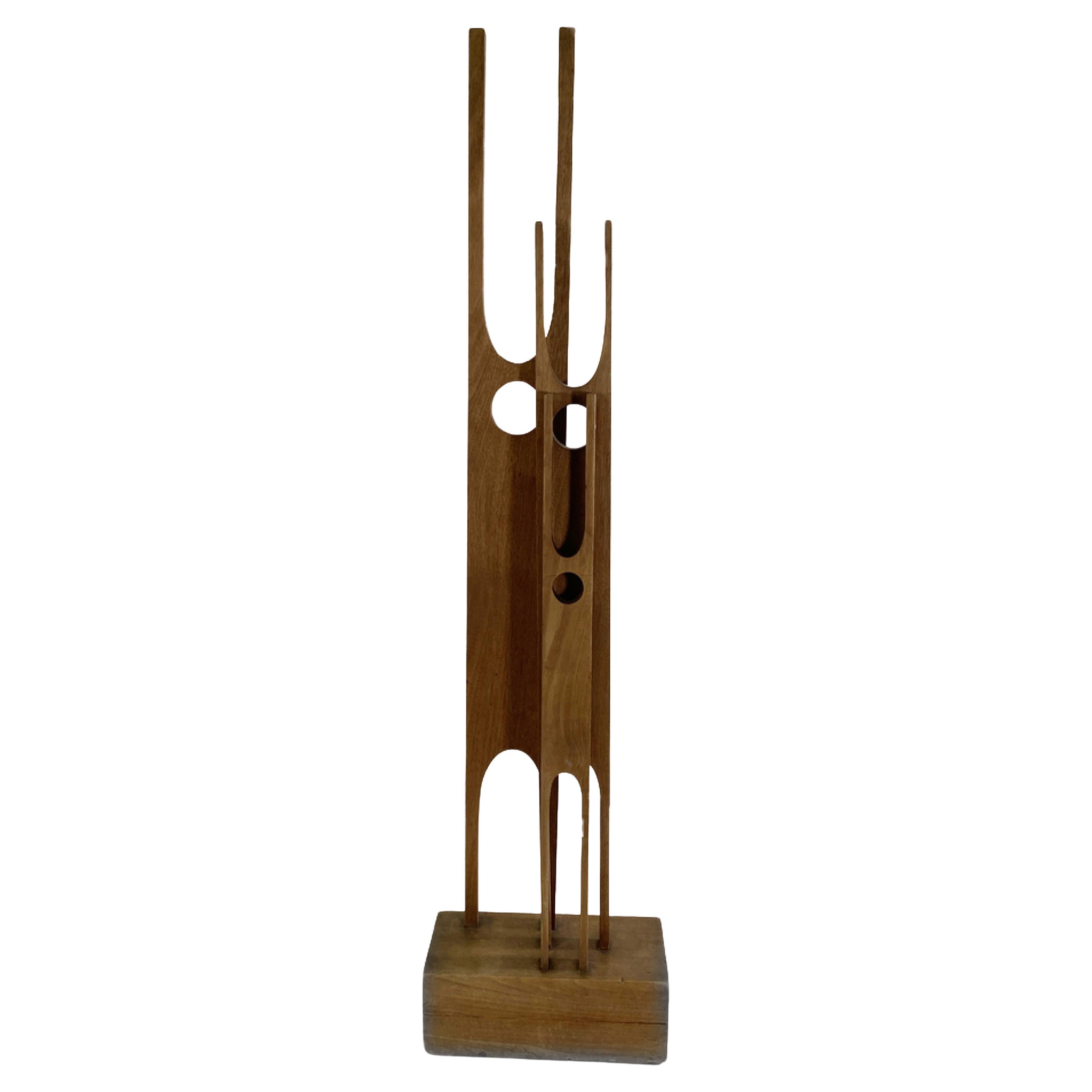 Modern Hand Carved Wood Sculpture