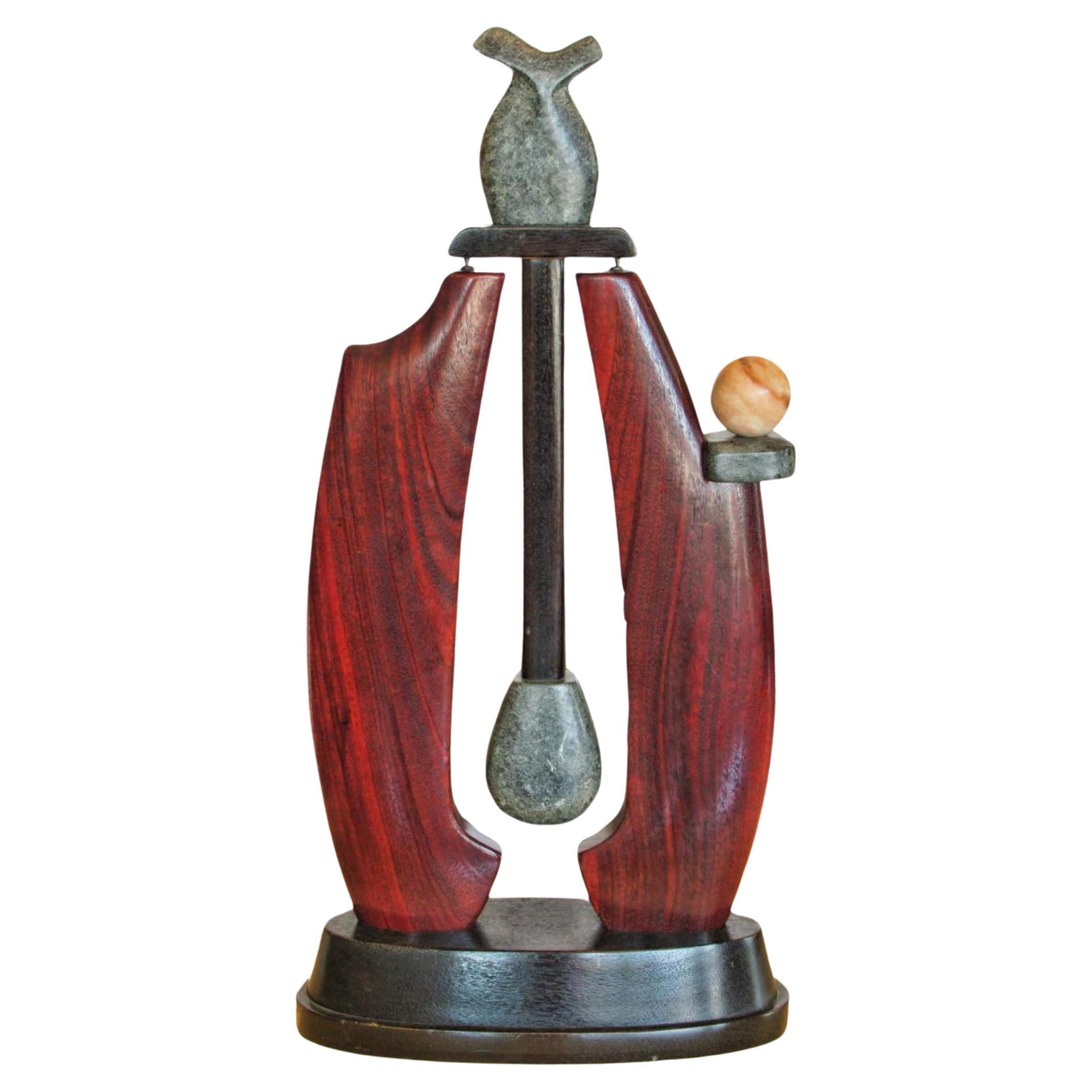 Scultura moderna americana in marmo misto