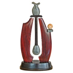Scultura moderna americana in marmo misto