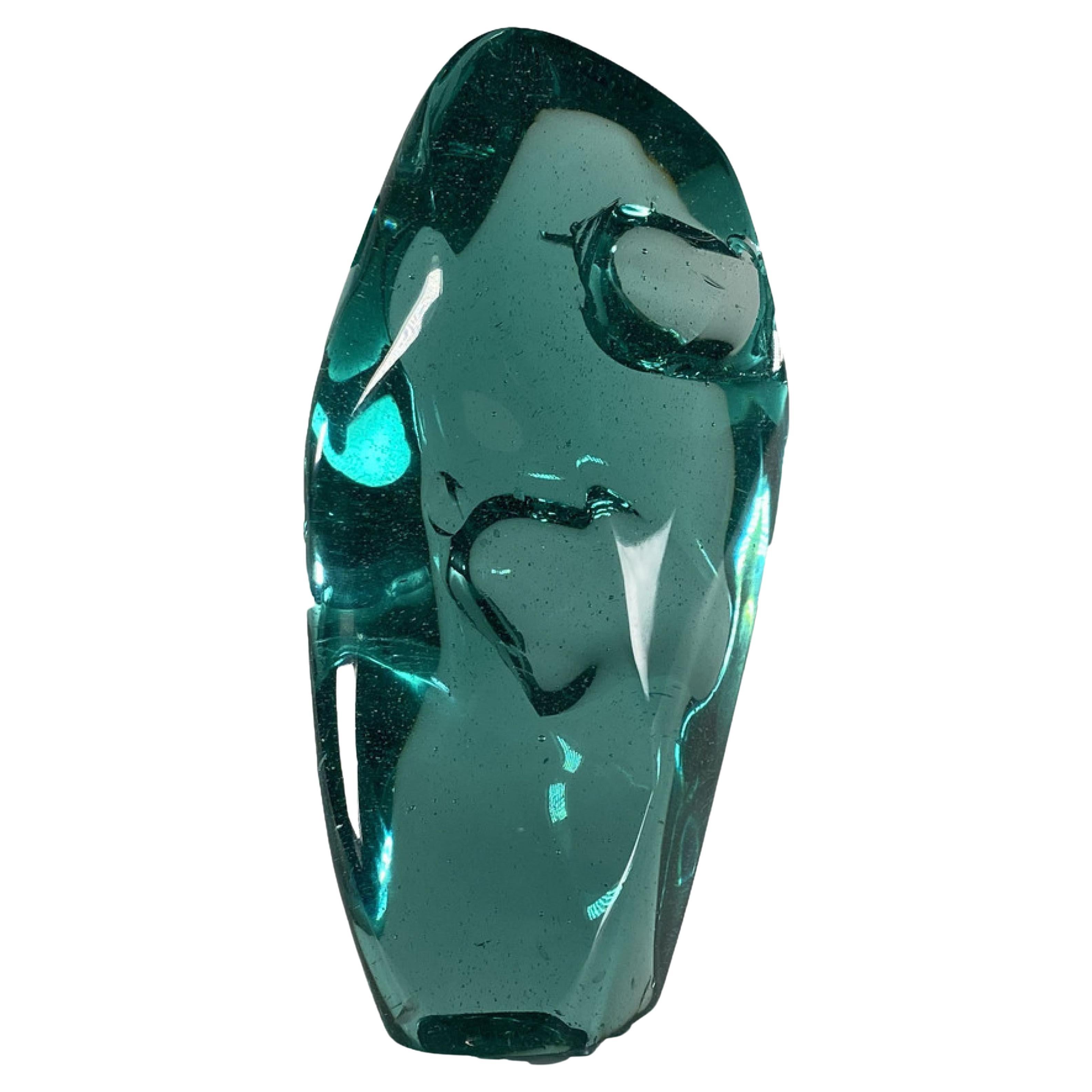 Scultura moderna italiana in vetro verde