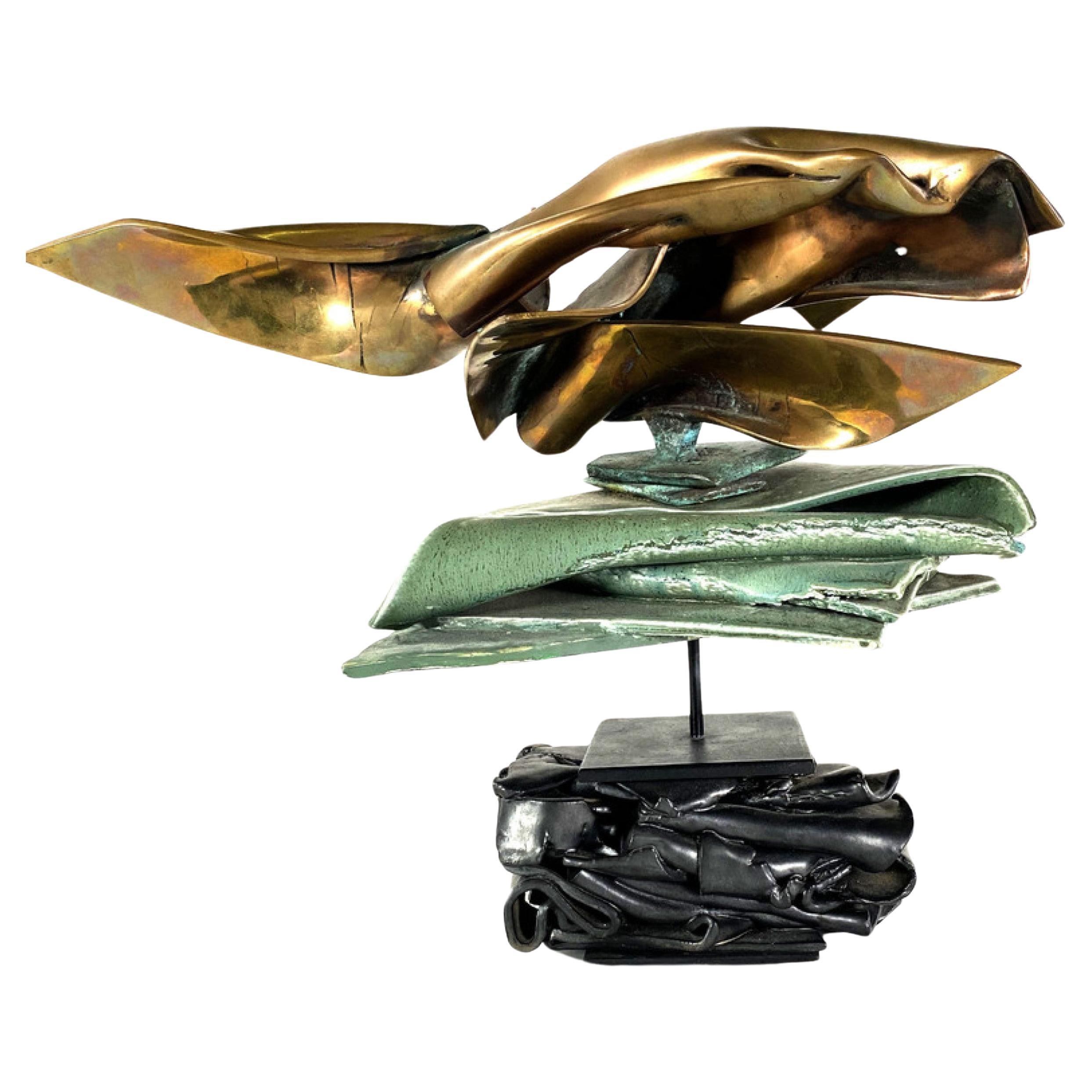 Scultura astratta moderna Bronzo e Patina