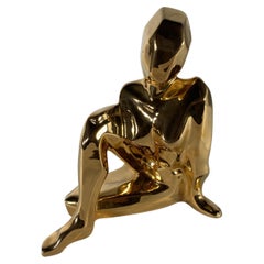 Cerámica Moderna Americana Esmaltada en Oro, "Cubista", Jaru