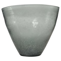 MidCentury Italian Textured Gray Handblown Art Glass Vase
