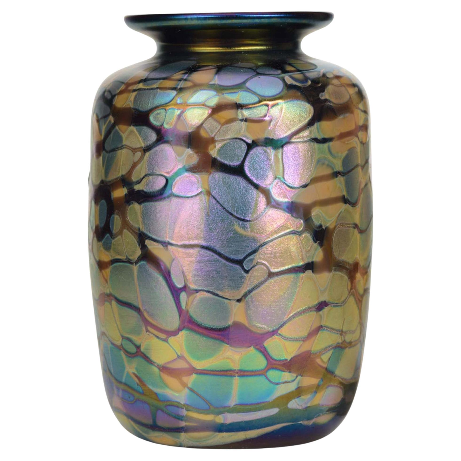 Vintage Art Nouveau Style Iridescent Glass Vase