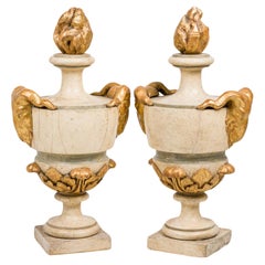 Italian Neo-Classical Monumental White Painted Urns, Circa 1750