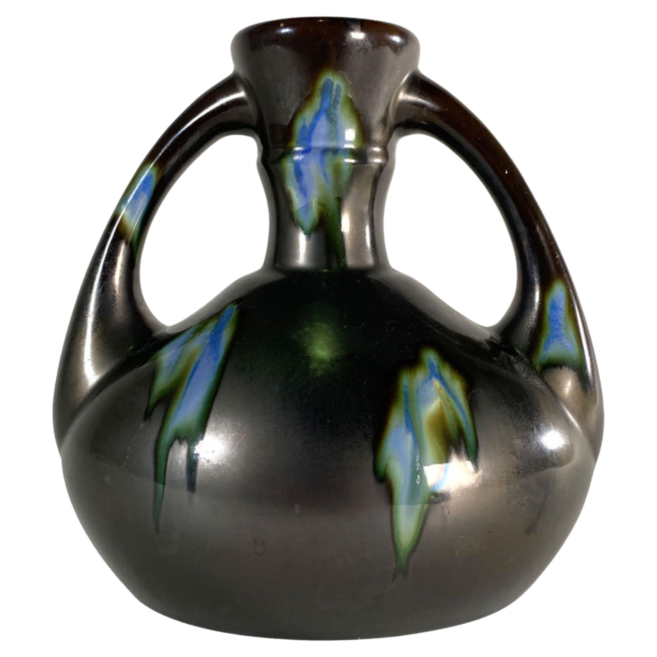 Vaso in ceramica a due manici in stile Arti e Mestieri tedesco