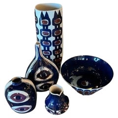 Set di 5 pezzi di ceramiche blu cobalto Royal Copenhagen/Inge-Lise Koefoed