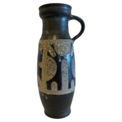 Brocca israeliana di metà secolo in ceramica smaltata Lapid Lava