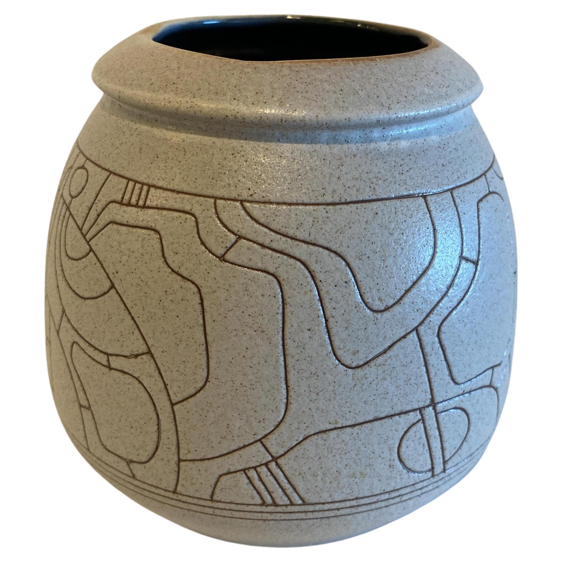 Ciotola israeliana di metà secolo in ceramica smaltata Lapid Sgraffito in vendita