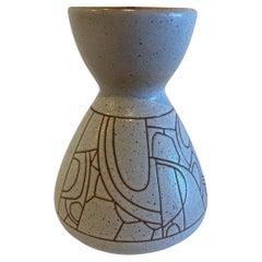 Vaso israeliano di metà secolo in ceramica smaltata Lapid Sgraffito