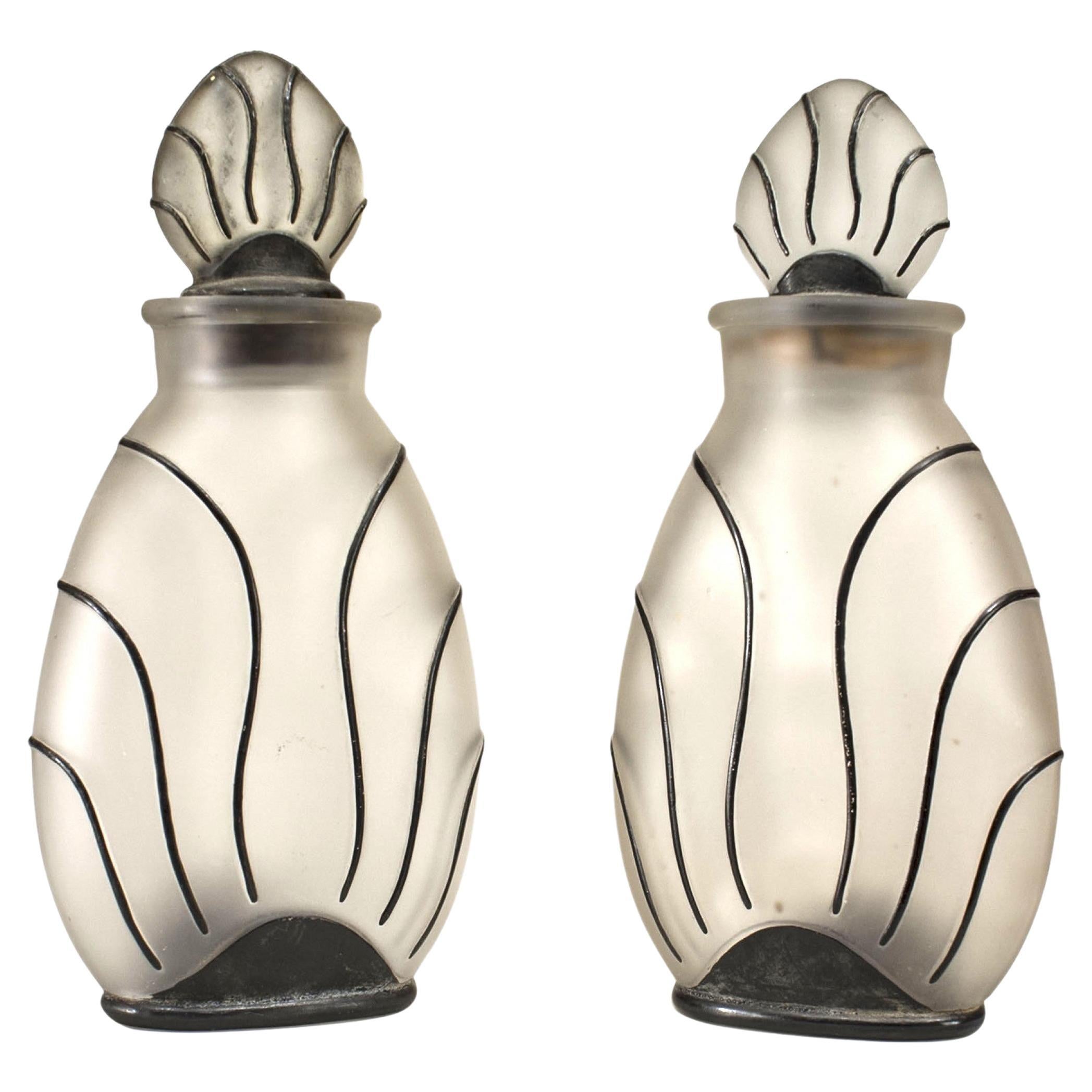 Frascos de perfume americanos de vidrio esmerilado Art Déco