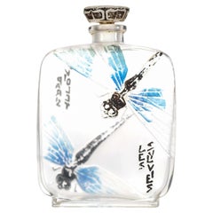 French Art Deco Perfume Bottle by Violet, Clear & Frosted Glass, 1930s