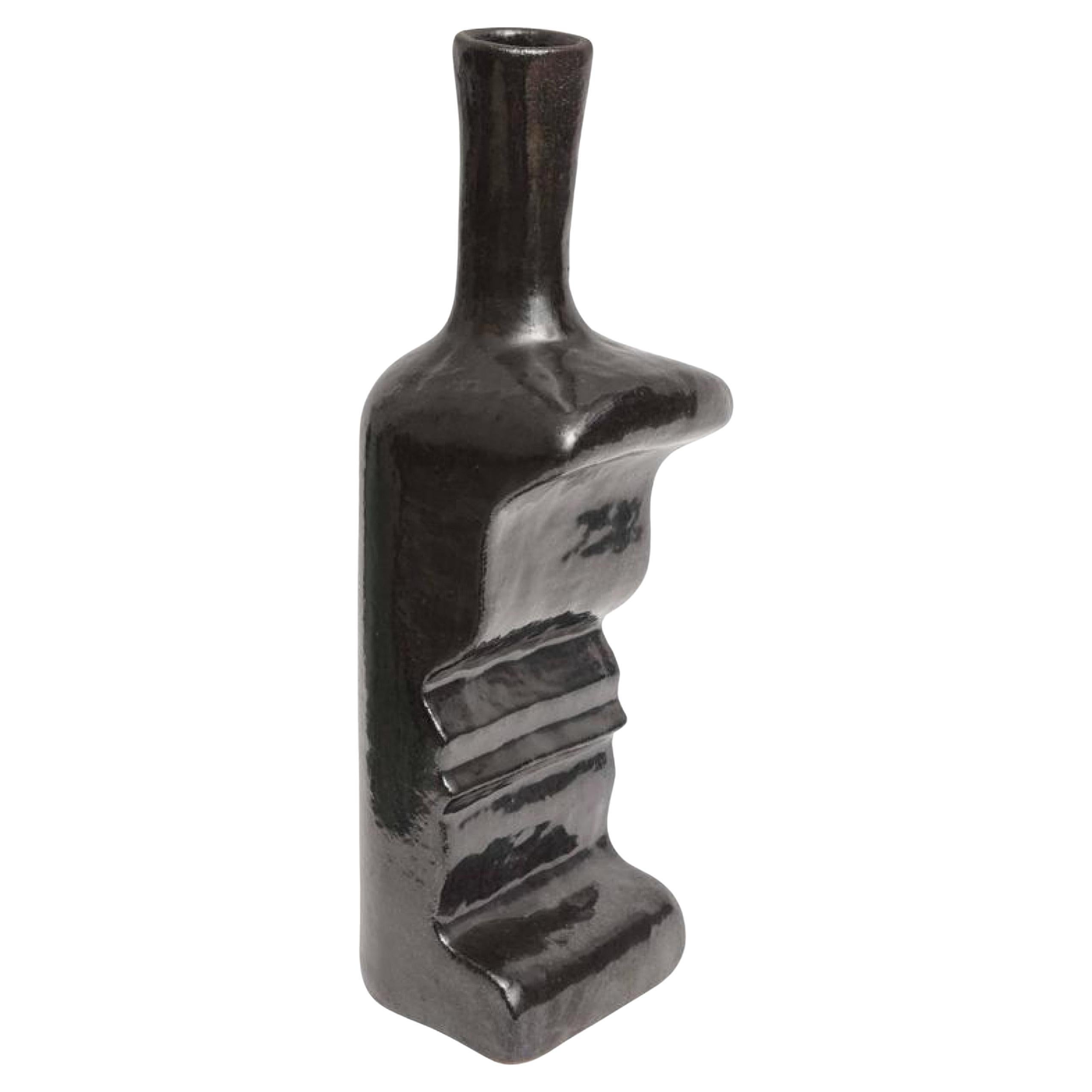 Vaso/scultura moderna americana in ceramica nera di Daric Harvie