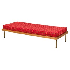 Vintage Knoll Associates Mid-Century American Red Plaid Upholstered Platform Daybed