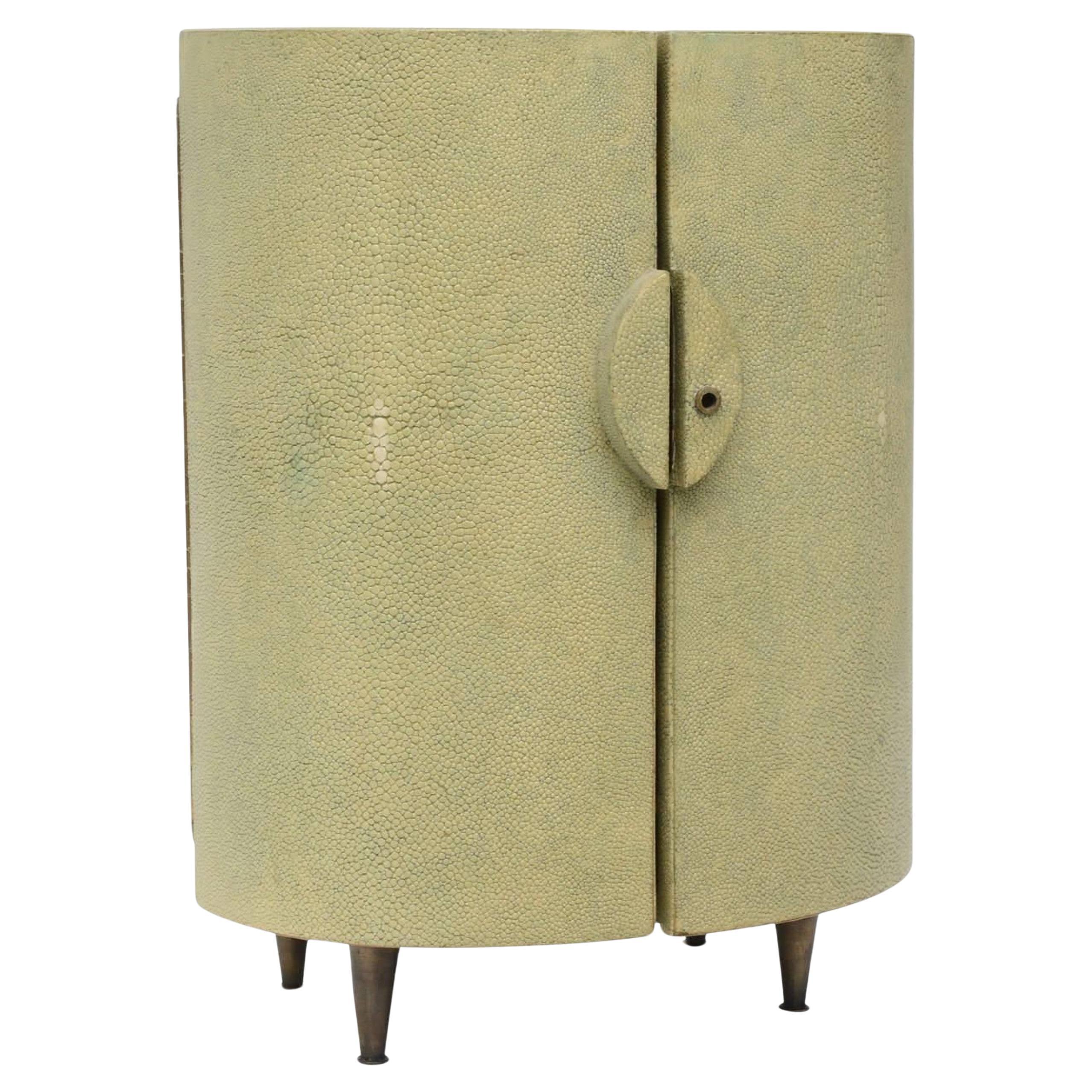 R & Y Augousti Shagreen Covered Jewelry Cabinet