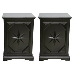 Pair of American Modern Black Lacquer Cabinets