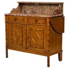 Faux Bamboo Wood and Red Marble Chest / Washstand