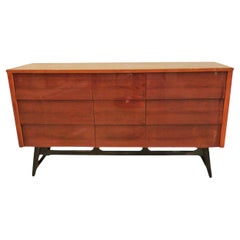 American Modern Mahogany and Ebonized Nine Drawer Chest