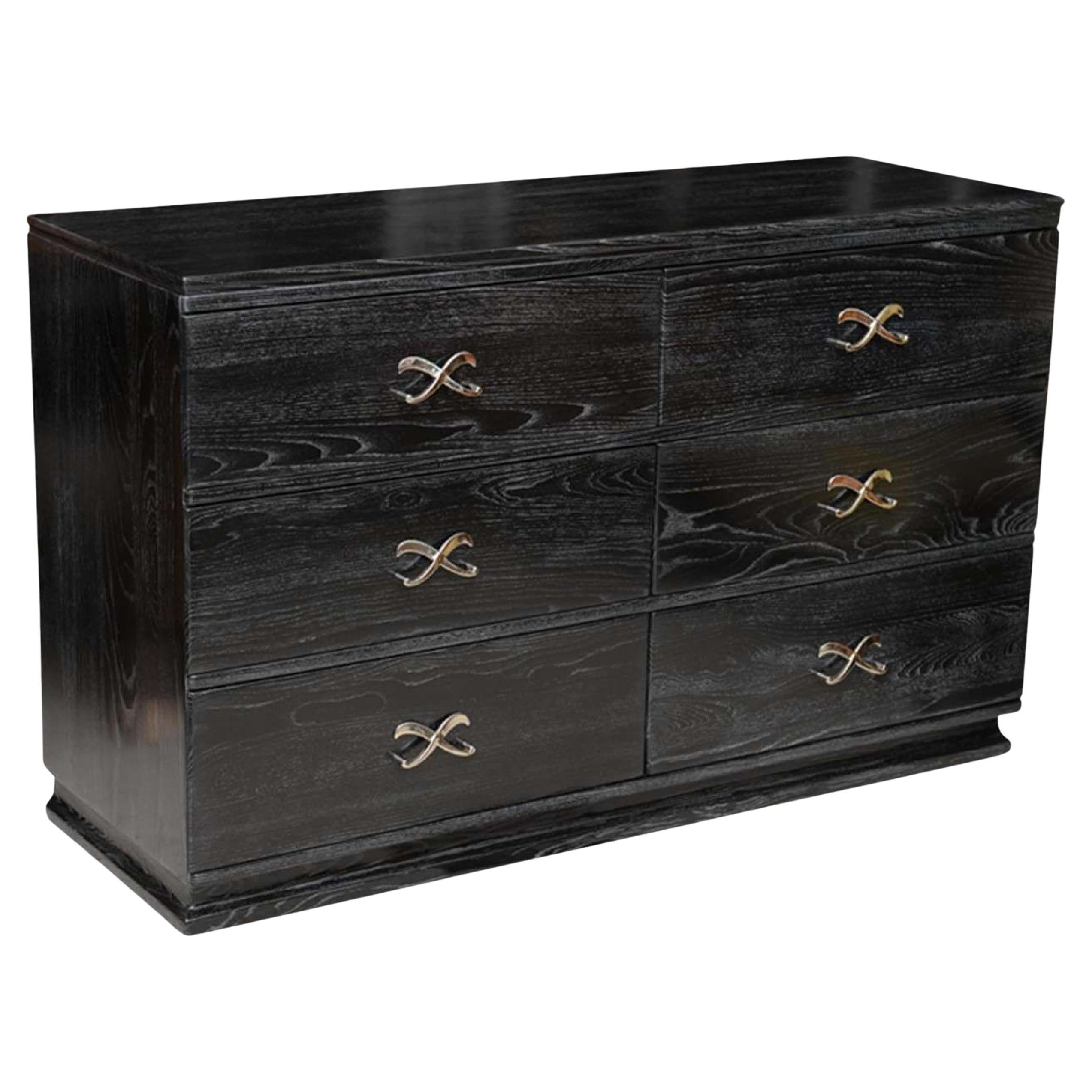 Cerused and Ebonized Six-Drawer Chest by Lorin Jackson for Grosfield House For Sale