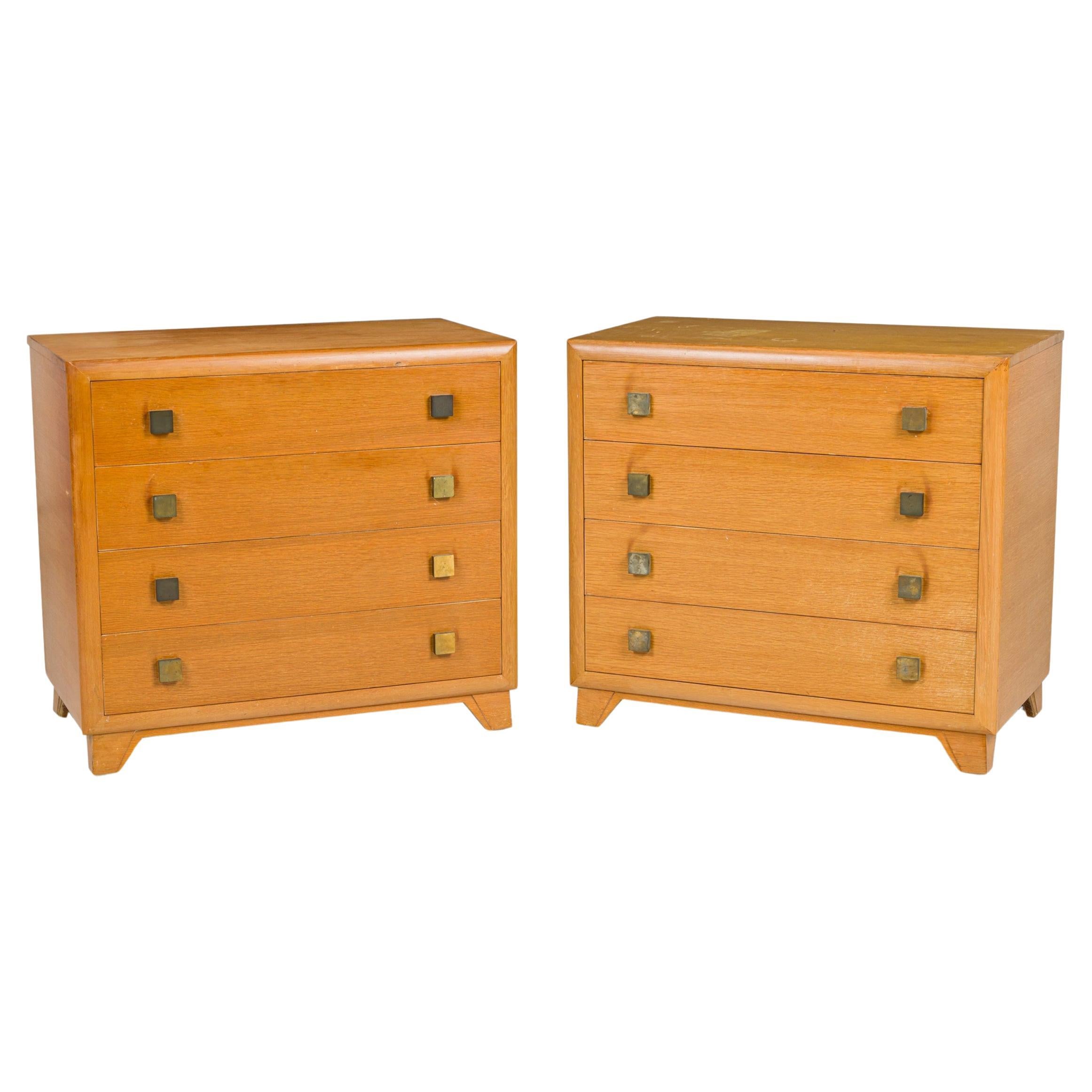 Pair of T.H. Robsjohn-Gibbings Mid-Century American Modern Bleached Walnut For Sale