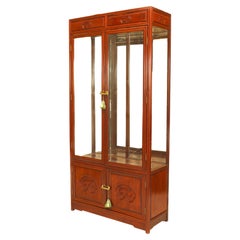 Chinese Hardwood Vitrine Cabinet with Glass Doors, 20th Century