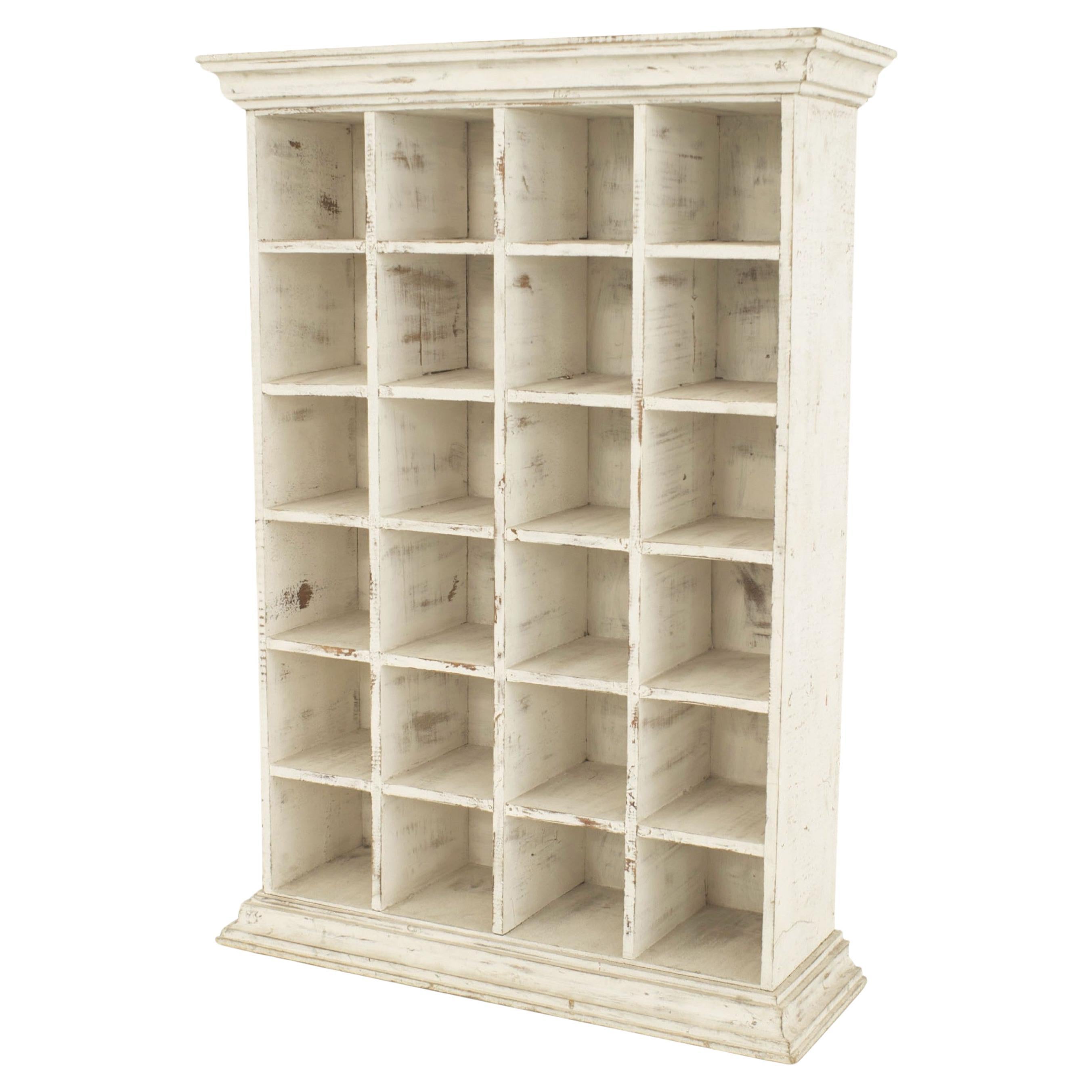 Antique White Apothecary Cabinet, Victorian Style, 24 Shelves, USA For Sale