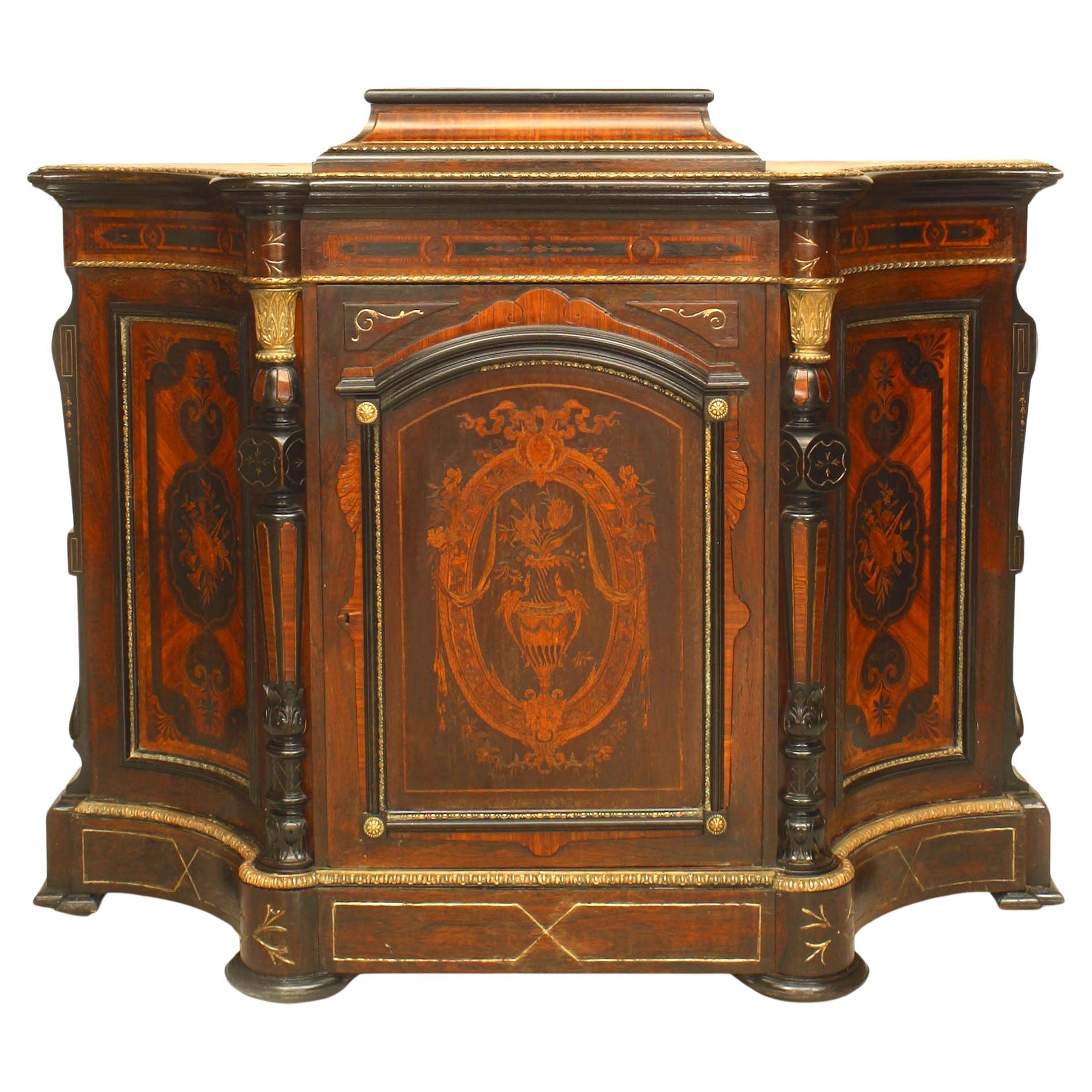 American Victorian Rosewood Credenza, Ebonized Trim, Circa 1890, USA For Sale