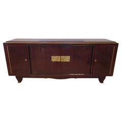 Crédence Art Déco en acajou et bronze, attribuée à Jules Leleu