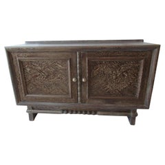 Credenza moderna francese a due ante in Oak cerato, Jean-Charles Moreux