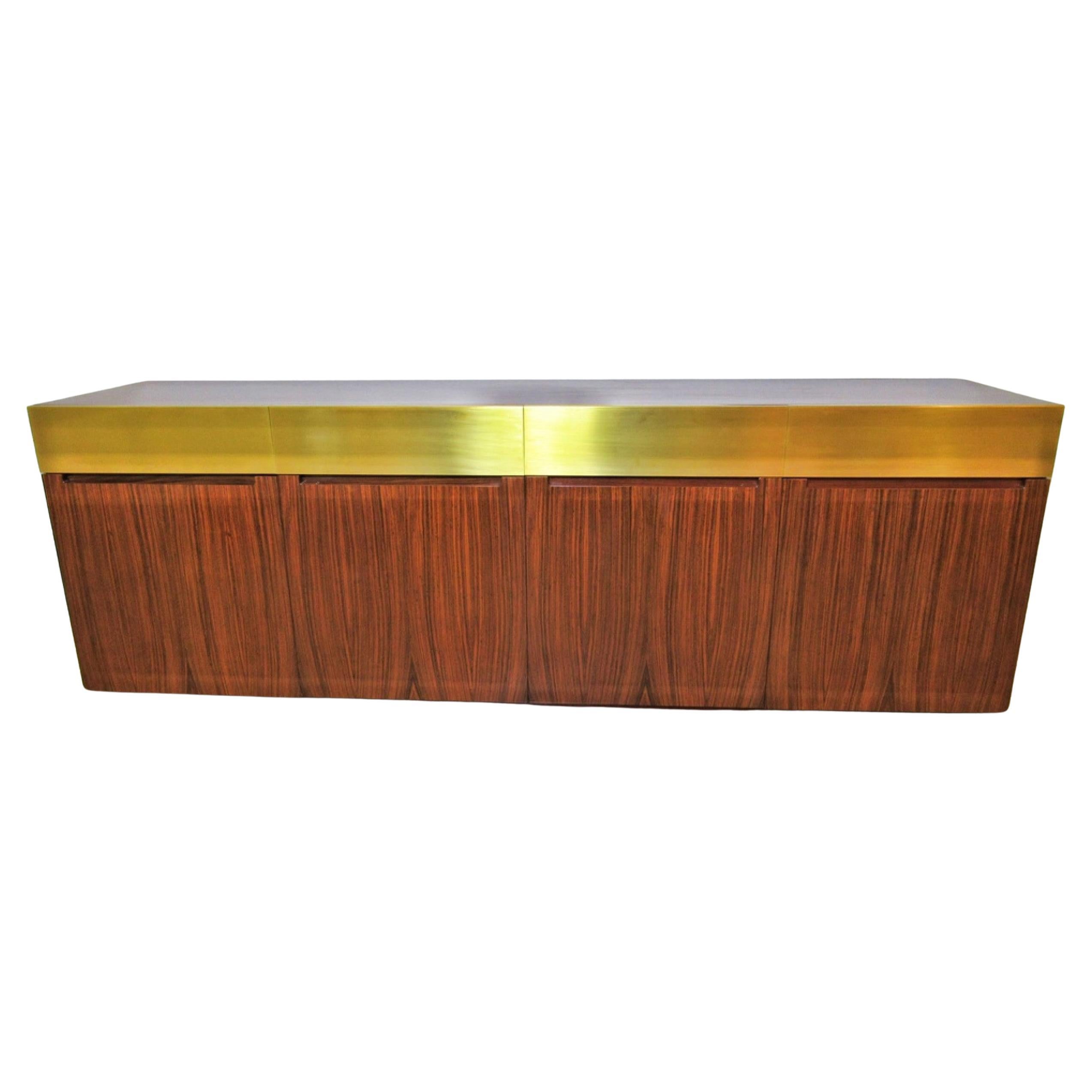 Italian Modern Rosewood and Brass Credenza