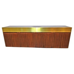 Italian Modern Rosewood and Brass Credenza