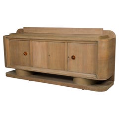 French Mid-Century Limed Oak Sideboard, Style of Jacques Adnet