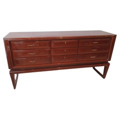 Italian Modern Mahogany Nine-Drawer Chest of Drawers, Sideboard, Osvaldo Borsani