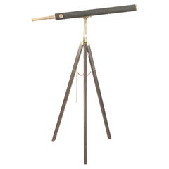 Victorian Ebonized Telescope with Brass Trim, Adjustable Tripod, 1890