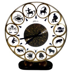 German Brass and Lucite Zodiac Clock by Atlanta