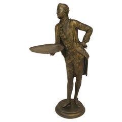 Figurine de domestique de style rococo italien, en métal travaillé à la main, CIRCA 1850, Italie