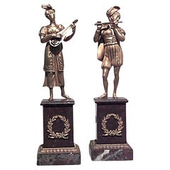 Musiciens en bronze doré de l'époque de Charles X, finition dorée, France, vers 1850
